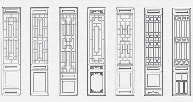 漳县常用中式仿古花窗图案隔断设计图